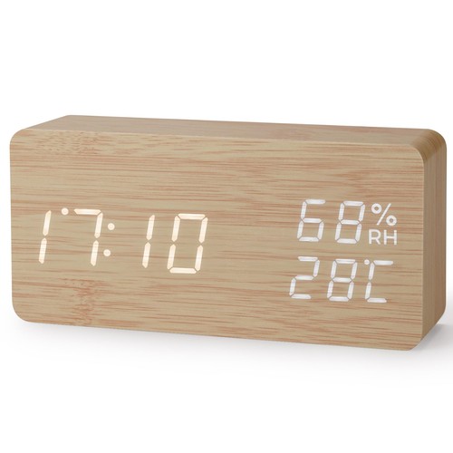 Digitaler wecker aus holz mit - aus,