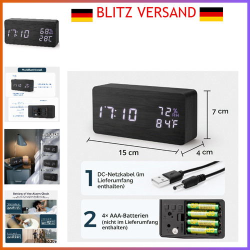 Digitaler holz wecker - mit, led