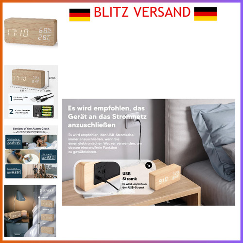 Digitaler wecker aus holz - aus, mit